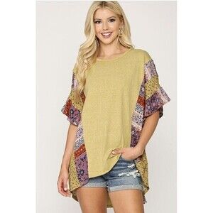 GiGIO Women's‎ Tunic Top XL Relaxed Fit Summer Vibes Half Sleeve Round Neck